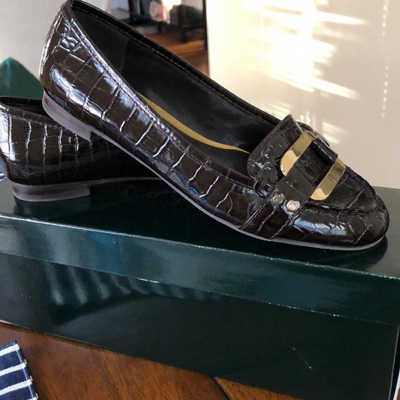 Ralph Lauren Karenza Dark Brown Patent Croc - Picture 2 of 2